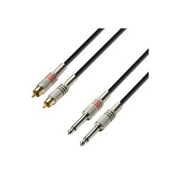 Adam Hall Audio Cable 2 x RCA male to 2 x 6.3 mm Jack mono 3 m K3TPC0300